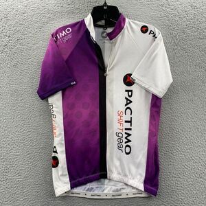 PACTIMO Cycling Jersey Womens Medium Full Zip White Purple